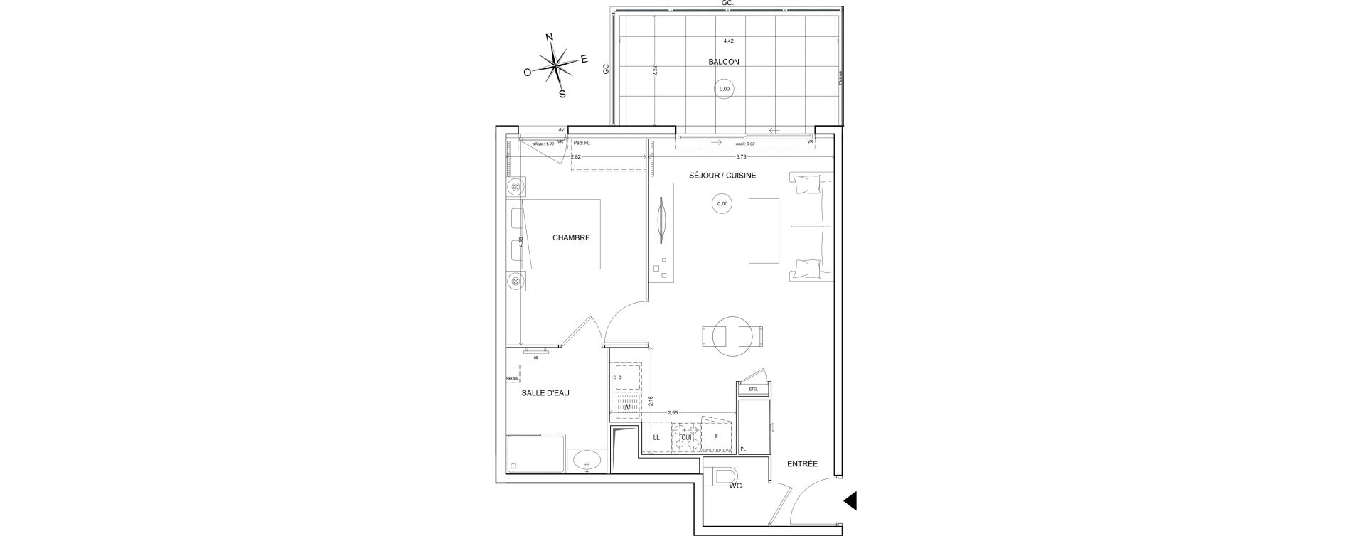 Appartement T2 de 45,19 m2 &agrave; Fr&eacute;jus Centre