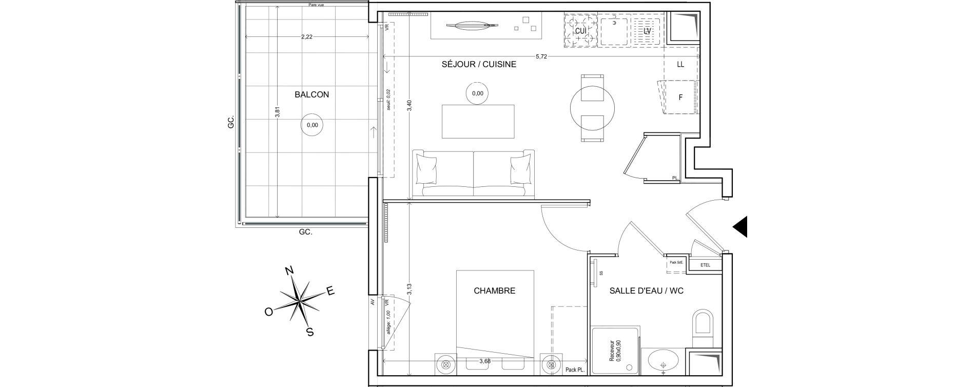 Appartement T2 de 37,22 m2 &agrave; Fr&eacute;jus Centre