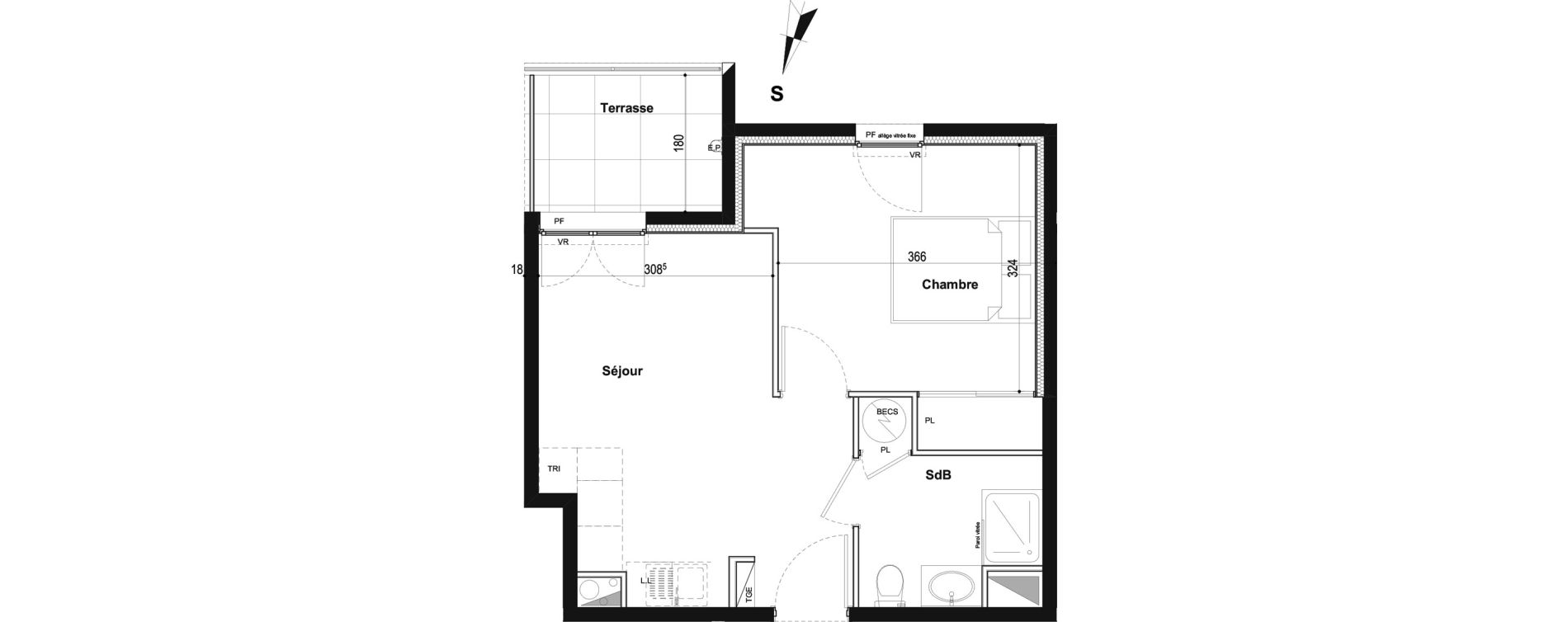 Appartement T2 de 34,46 m2 &agrave; Fr&eacute;jus Plage