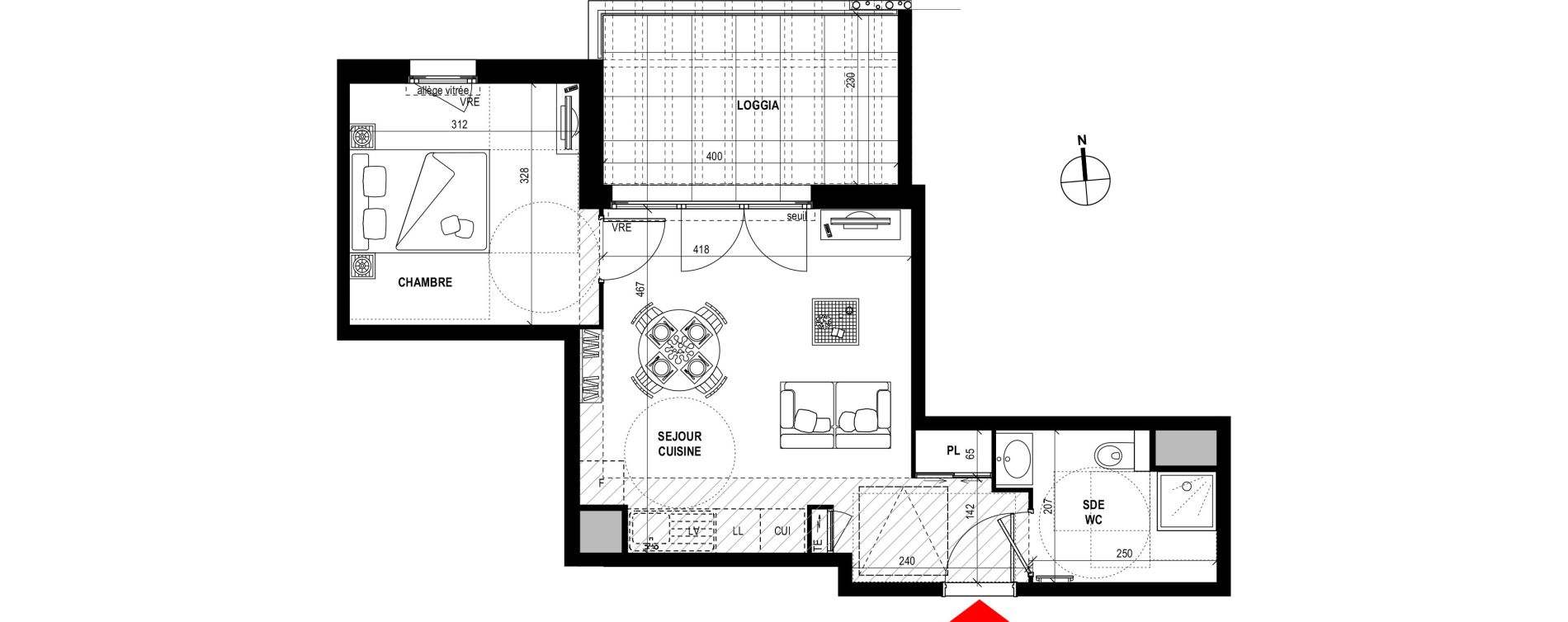 Appartement T2 de 38,65 m2 &agrave; Fr&eacute;jus Plage