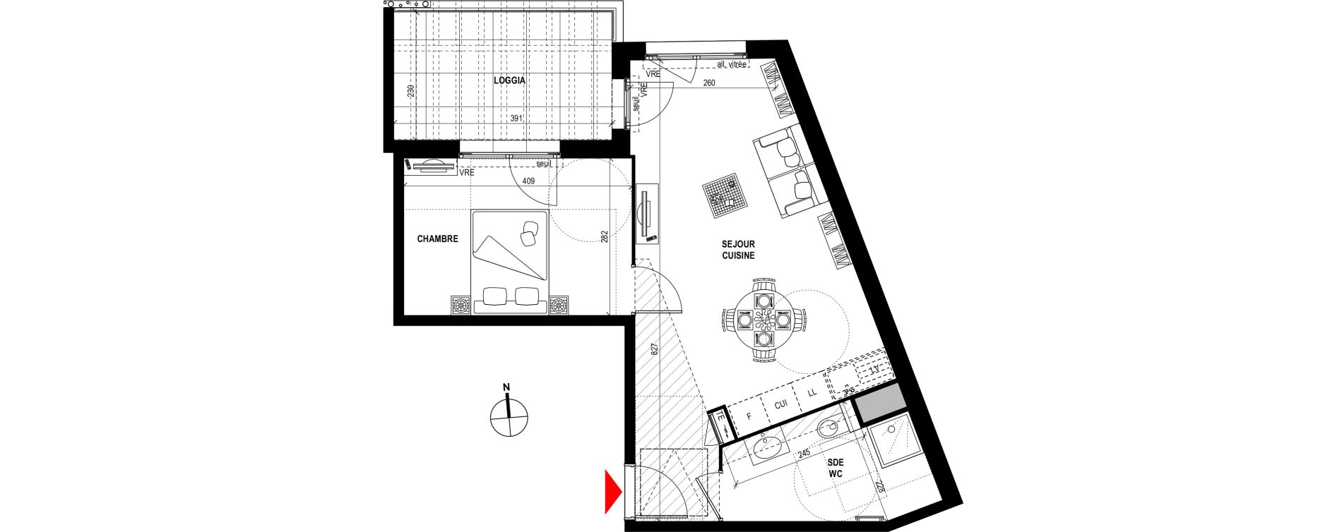 Appartement T2 de 44,35 m2 &agrave; Fr&eacute;jus Plage