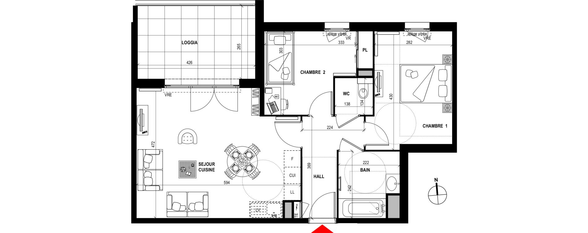 Appartement T3 de 60,48 m2 &agrave; Fr&eacute;jus Plage