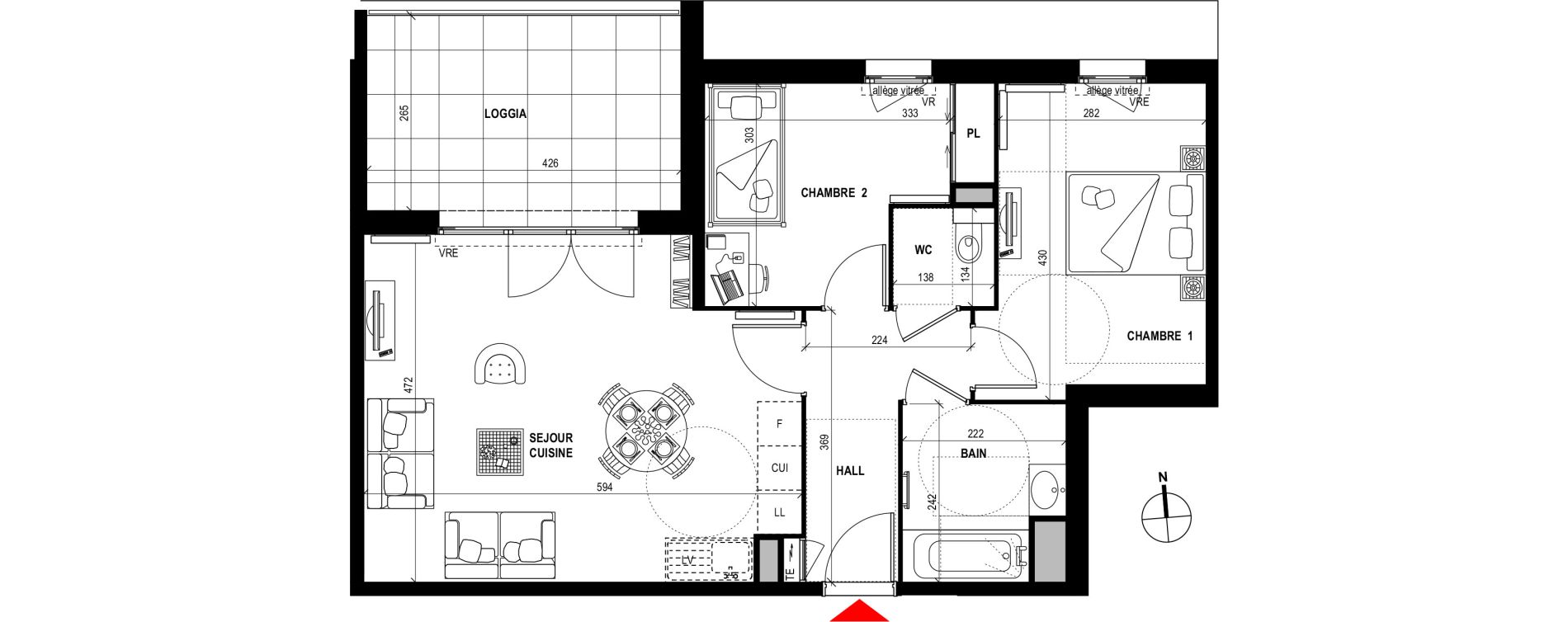 Appartement T3 de 60,48 m2 &agrave; Fr&eacute;jus Plage