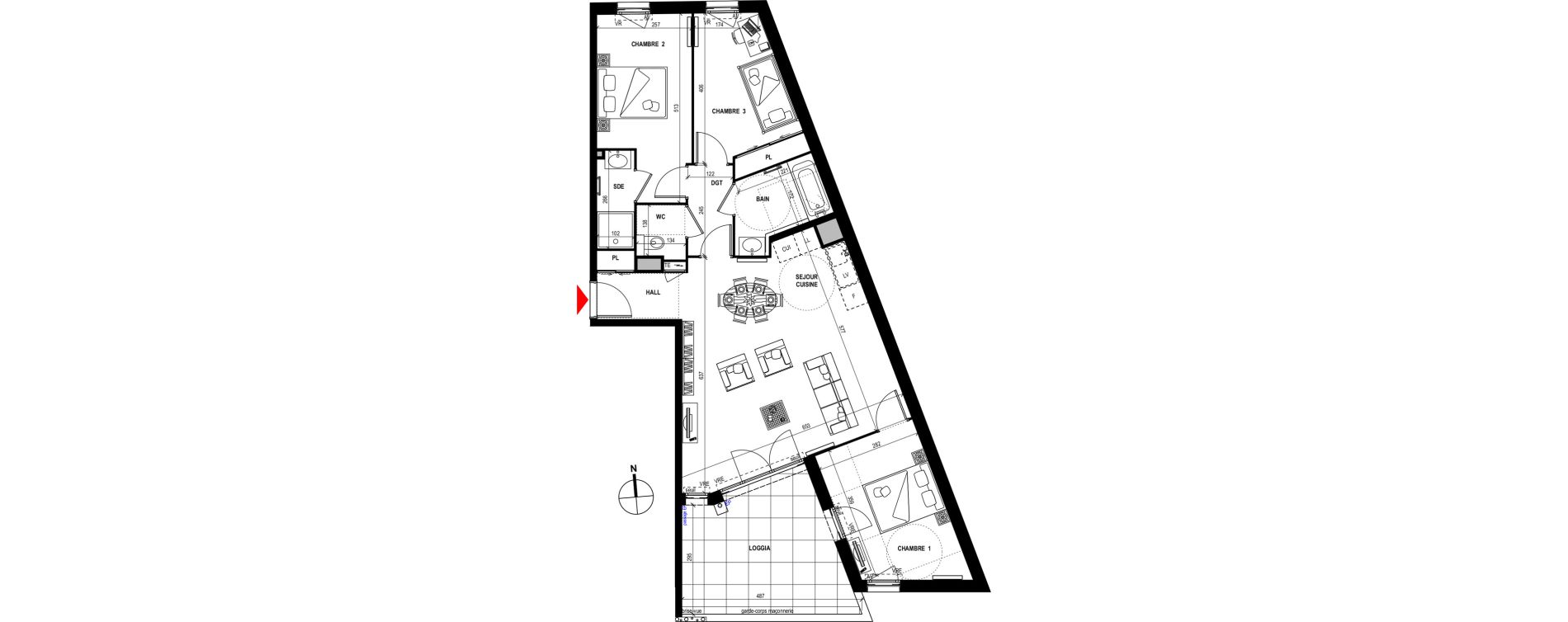 Appartement T4 de 80,60 m2 &agrave; Fr&eacute;jus Plage
