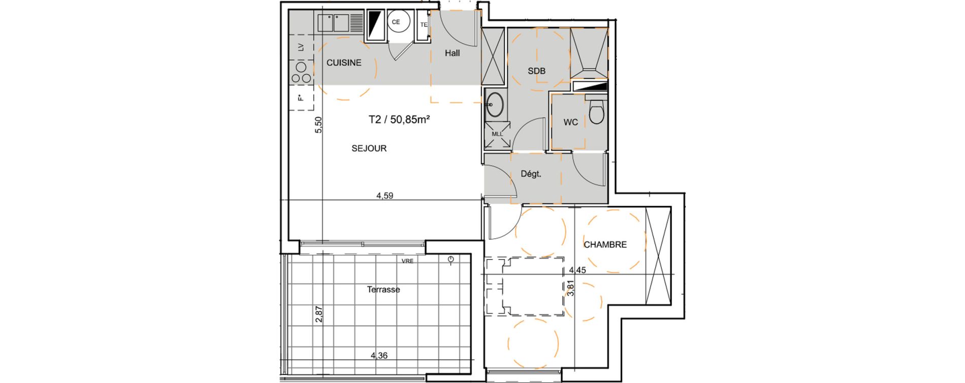 Appartement T2 de 50,85 m2 &agrave; Fr&eacute;jus Saint-aygulf