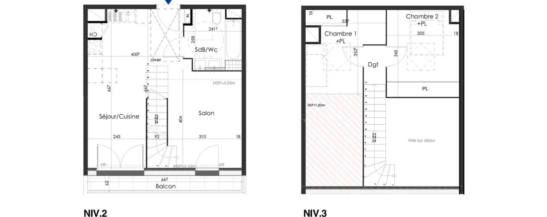 Duplex T3 de 59,37 m2 &agrave; Gar&eacute;oult Centre