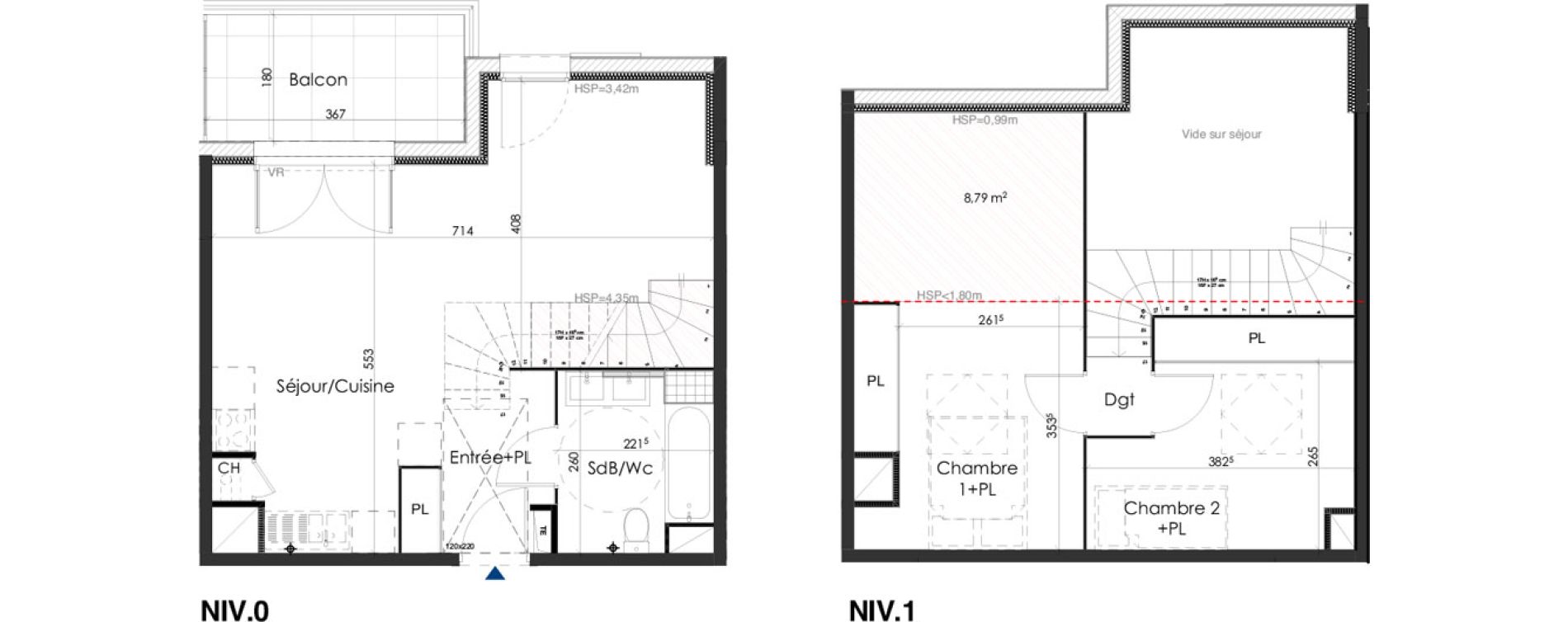 Duplex T3 de 61,37 m2 &agrave; Gar&eacute;oult Centre