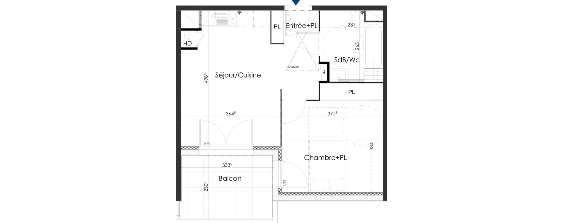 Appartement T2 de 41,09 m2 &agrave; Gar&eacute;oult Centre