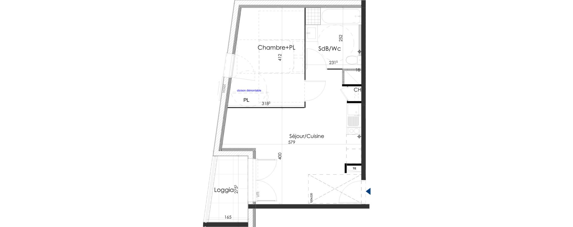 Appartement T2 de 39,98 m2 &agrave; Gar&eacute;oult Centre
