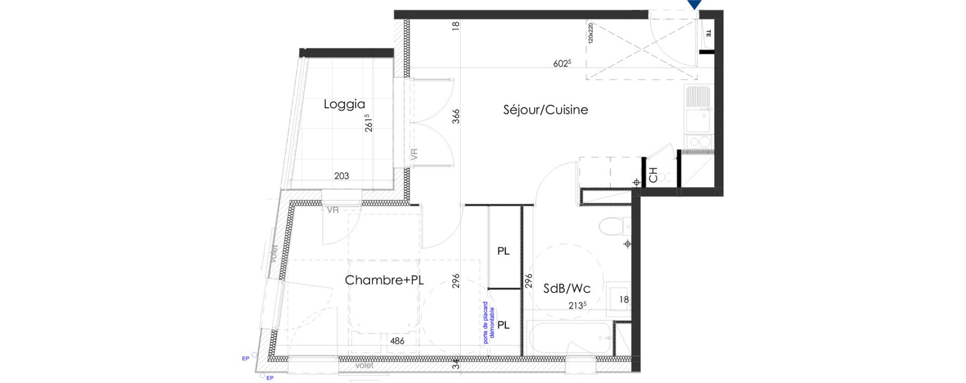 Appartement T2 de 39,84 m2 &agrave; Gar&eacute;oult Centre