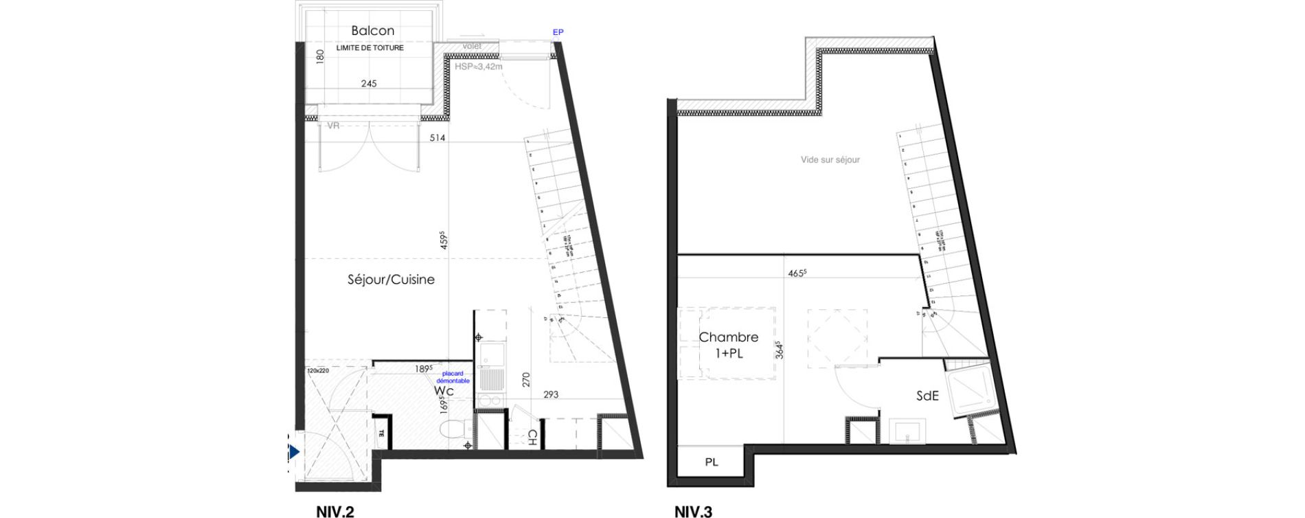 Duplex T2 de 54,16 m2 &agrave; Gar&eacute;oult Centre