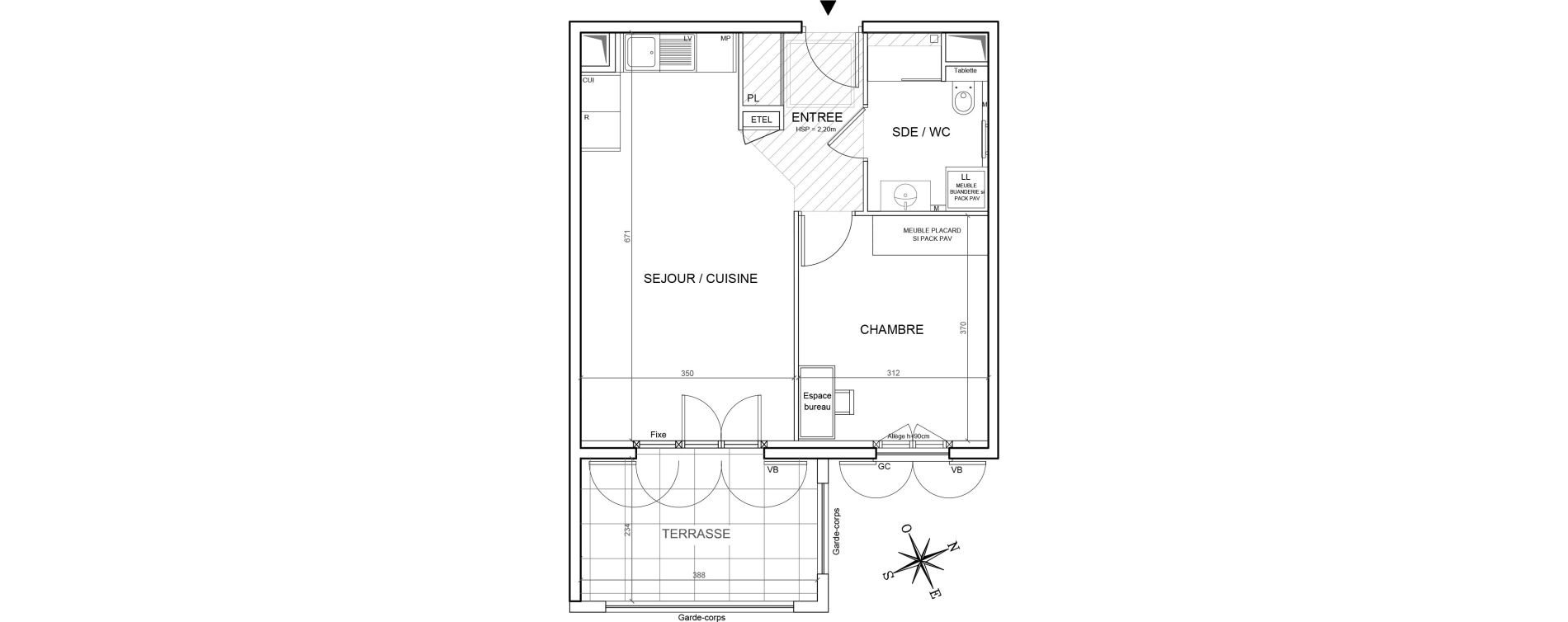 Appartement T2 de 42,79 m2 &agrave; Grimaud Centre