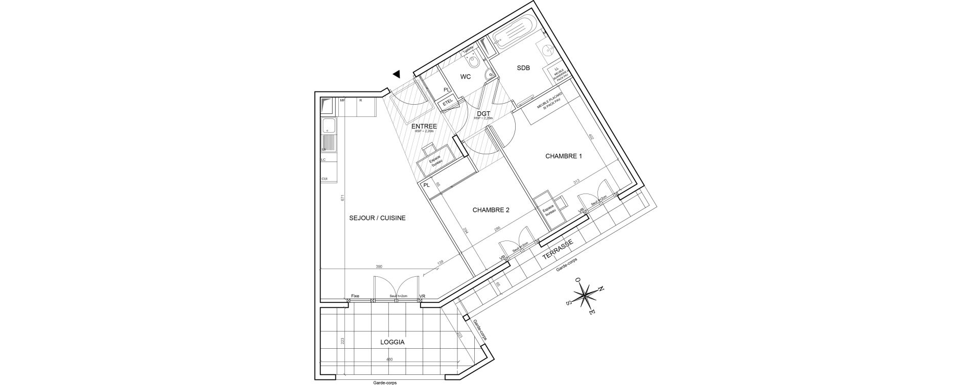 Appartement T3 de 61,80 m2 &agrave; Grimaud Centre
