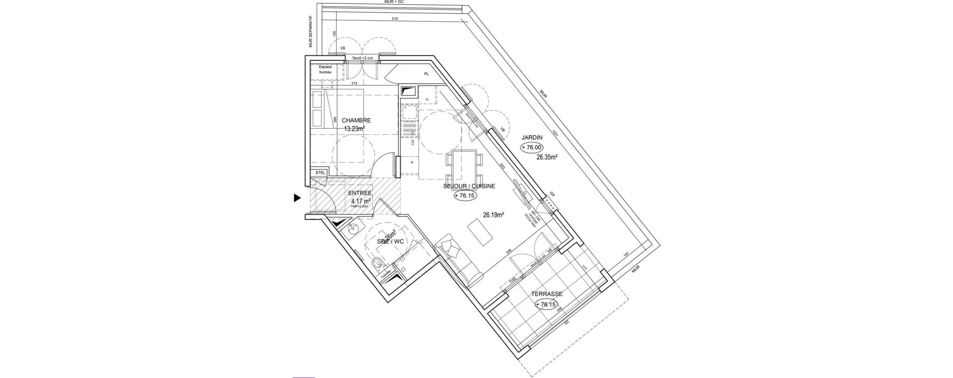 Appartement T2 de 48,85 m2 &agrave; Grimaud Centre