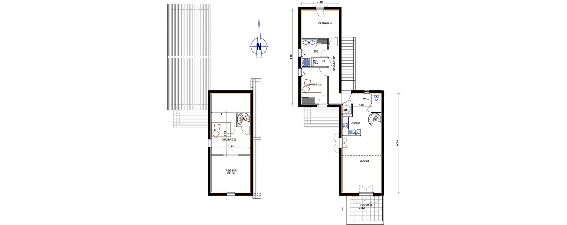 Duplex T4 de 82,26 m2 &agrave; Grimaud Domaine de la colline