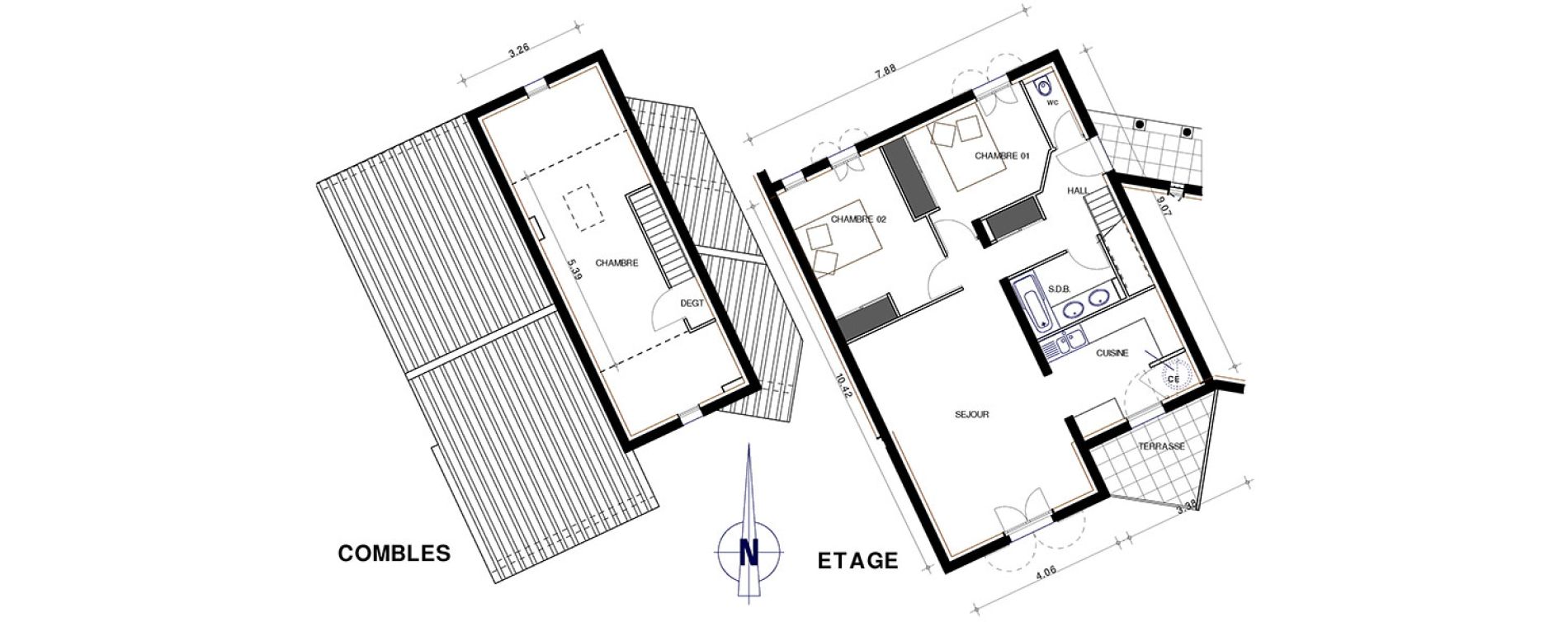 Duplex T4 de 87,50 m2 &agrave; Grimaud Domaine de la colline