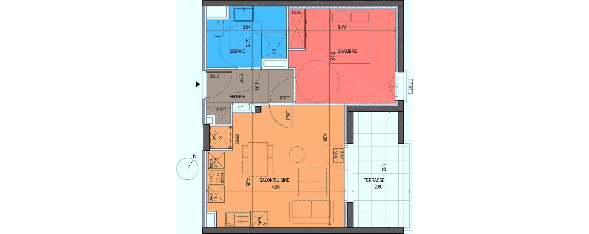 Appartement T2 de 42,23 m2 &agrave; Grimaud Centre
