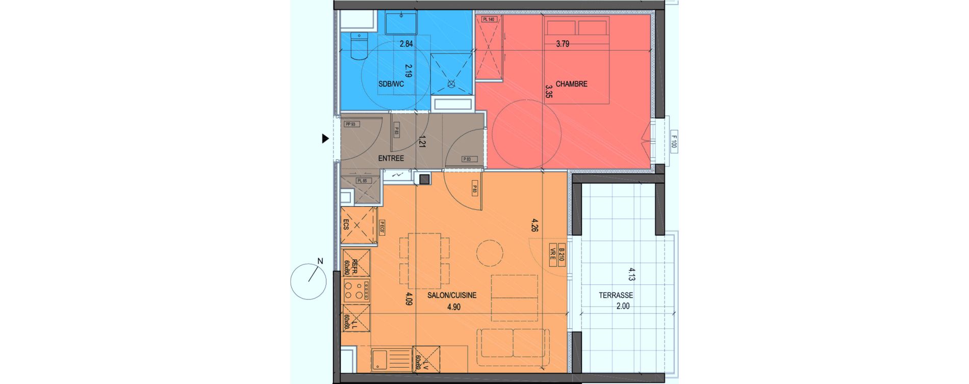 Appartement T2 de 42,31 m2 &agrave; Grimaud Centre