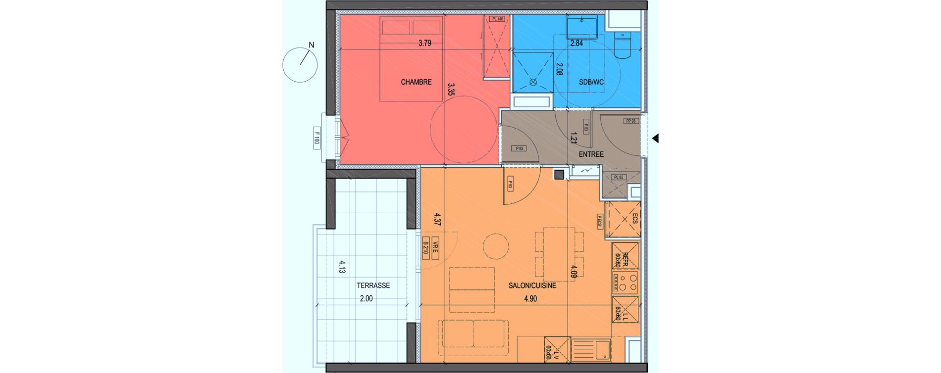 Appartement T2 de 42,10 m2 &agrave; Grimaud Centre