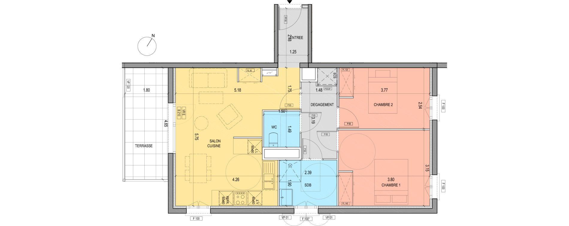 Appartement T3 de 60,76 m2 &agrave; Grimaud Centre