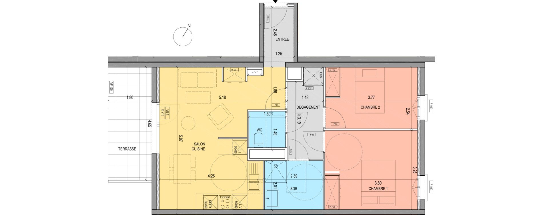 Appartement T3 de 61,91 m2 &agrave; Grimaud Centre