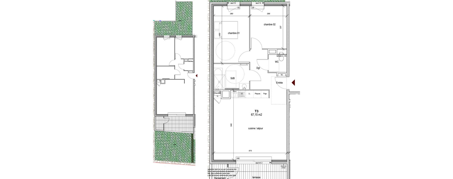 Appartement T3 de 67,15 m2 &agrave; Hy&egrave;res Centre