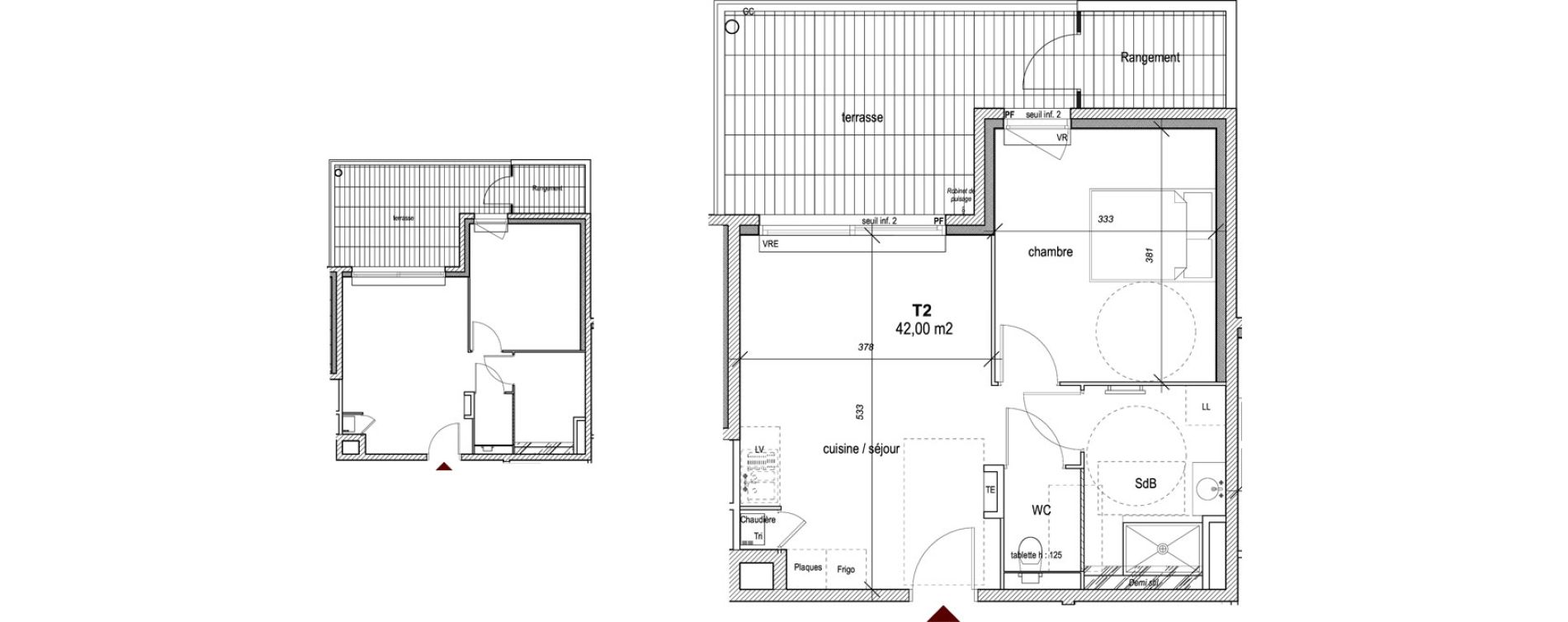 Appartement T2 de 42,00 m2 &agrave; Hy&egrave;res Centre