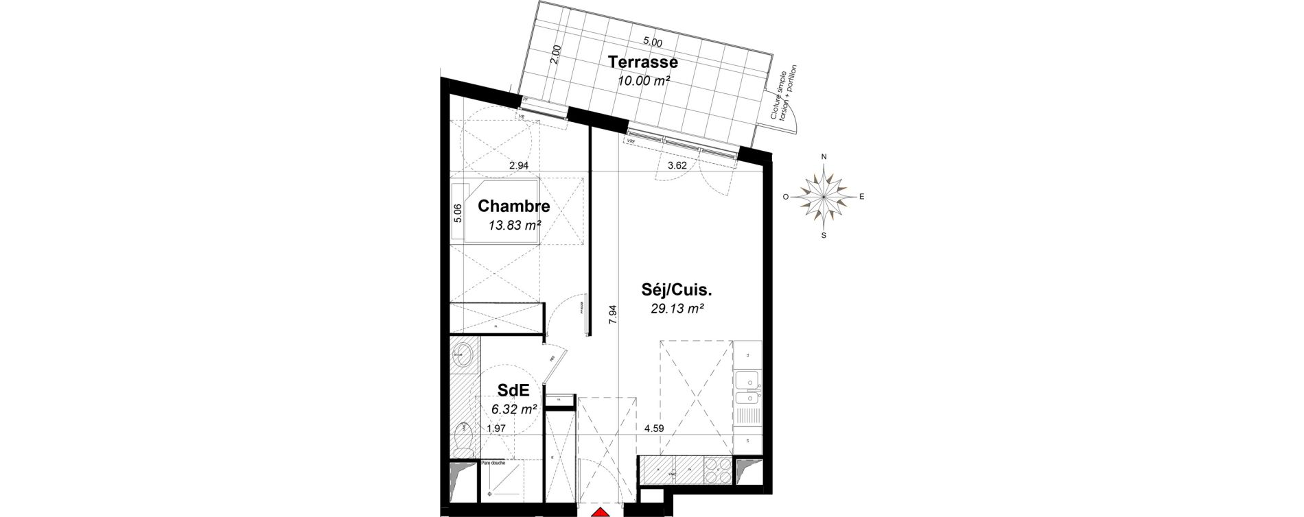Appartement T2 de 49,28 m2 &agrave; Hy&egrave;res Riondet
