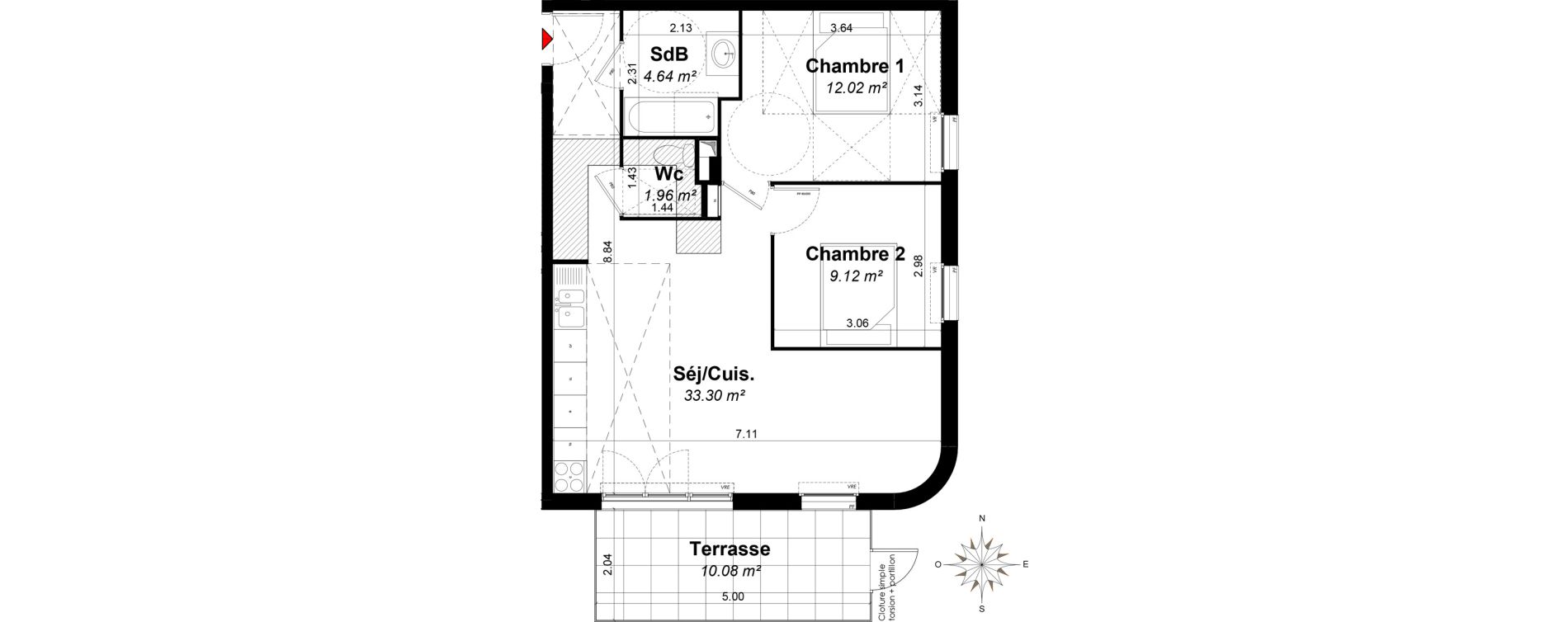 Appartement T3 de 61,04 m2 &agrave; Hy&egrave;res Riondet