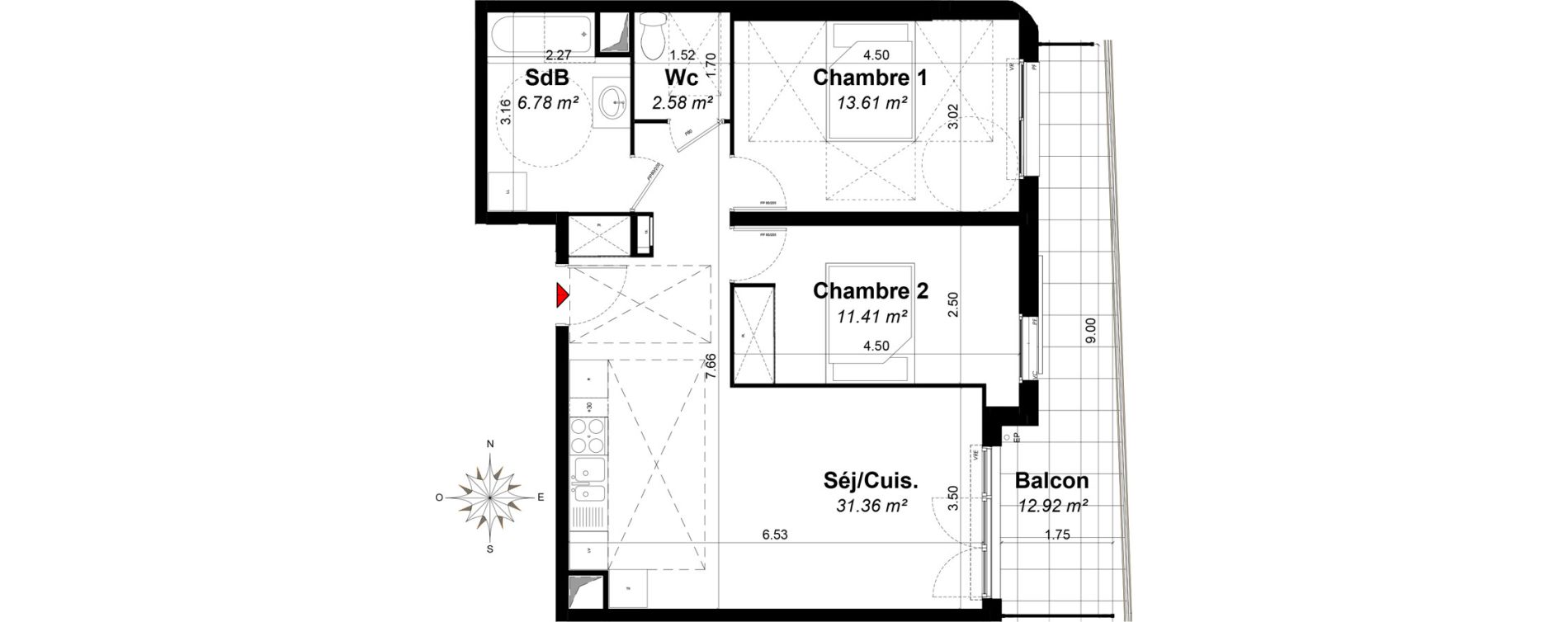 Appartement T3 de 65,74 m2 &agrave; Hy&egrave;res Riondet