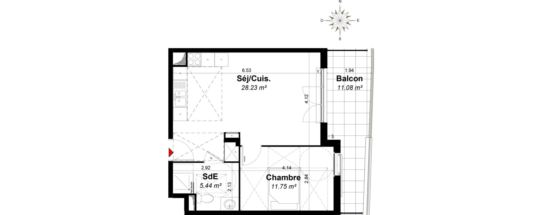 Appartement T2 de 45,42 m2 &agrave; Hy&egrave;res Riondet