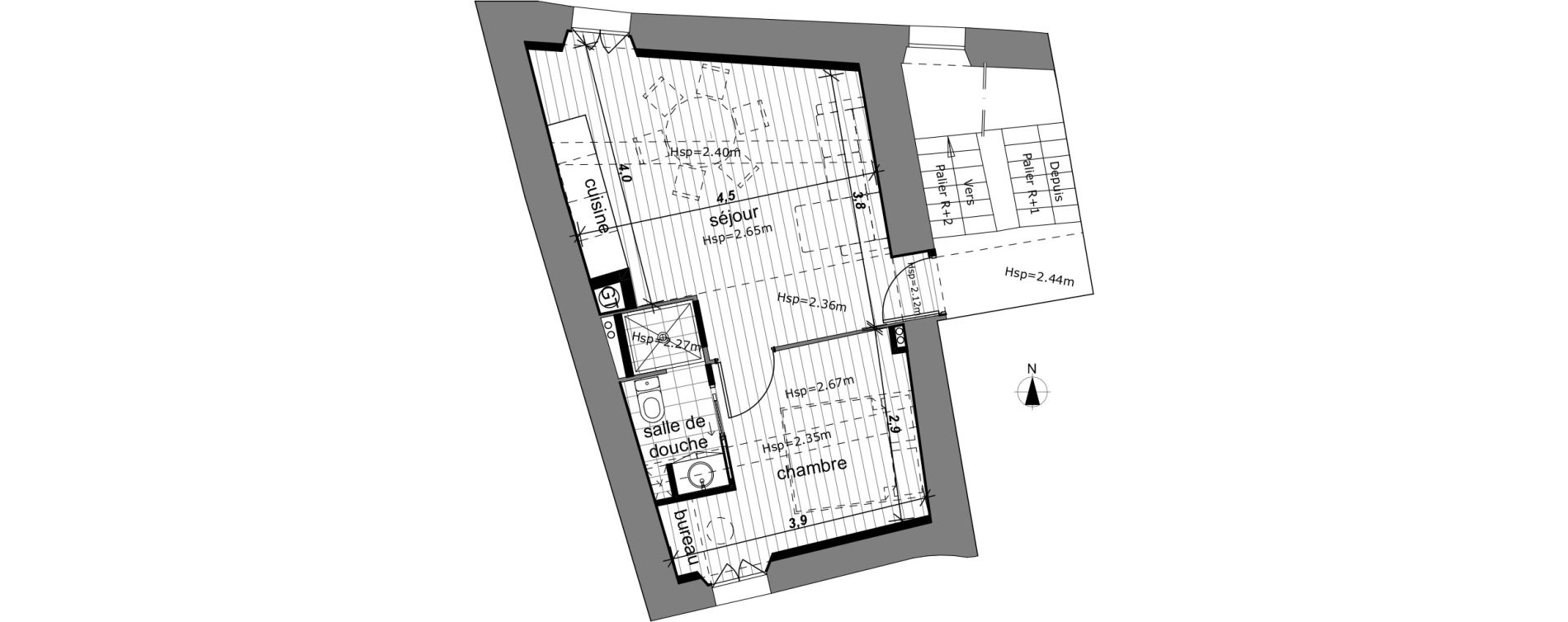 Appartement T2 de 33,52 m2 &agrave; Hy&egrave;res Vieille ville