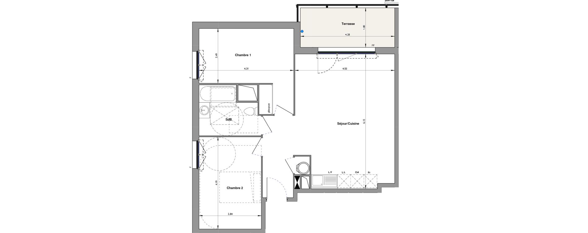 Appartement T3 de 62,92 m2 &agrave; Hy&egrave;res Beauvallon - maurels