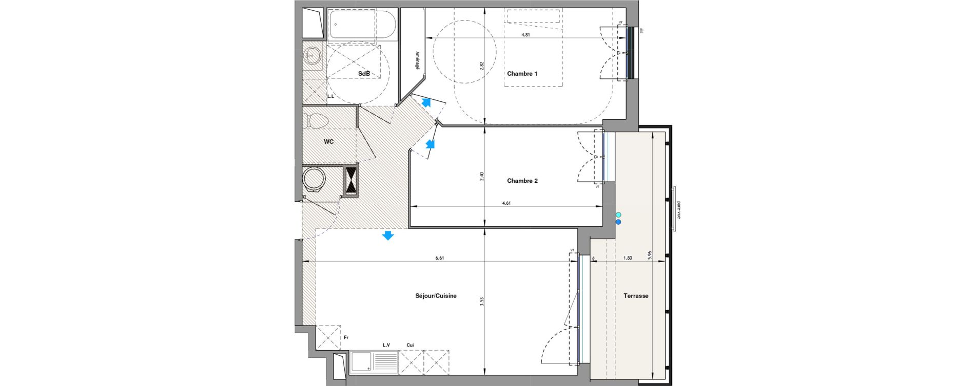 Appartement T3 de 60,55 m2 &agrave; Hy&egrave;res Beauvallon - maurels