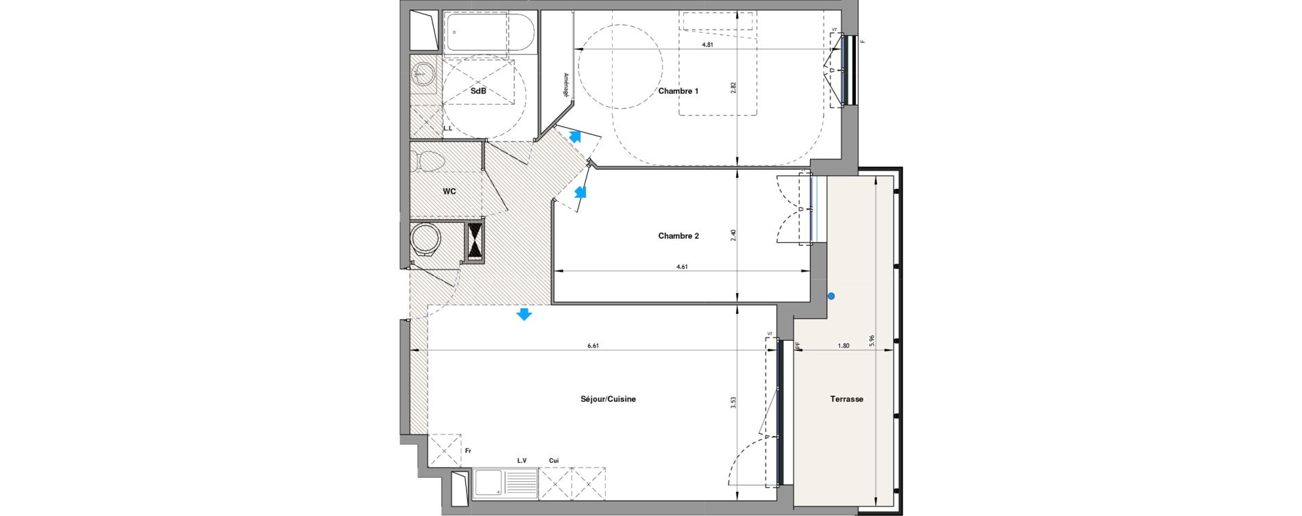 Appartement T3 de 60,55 m2 &agrave; Hy&egrave;res Beauvallon - maurels