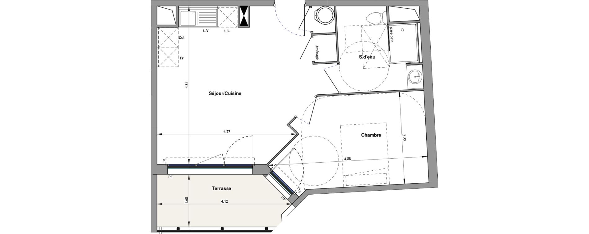 Appartement T2 de 40,60 m2 &agrave; Hy&egrave;res Beauvallon - maurels