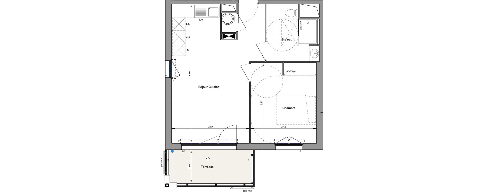 Appartement T2 de 43,57 m2 &agrave; Hy&egrave;res Beauvallon - maurels