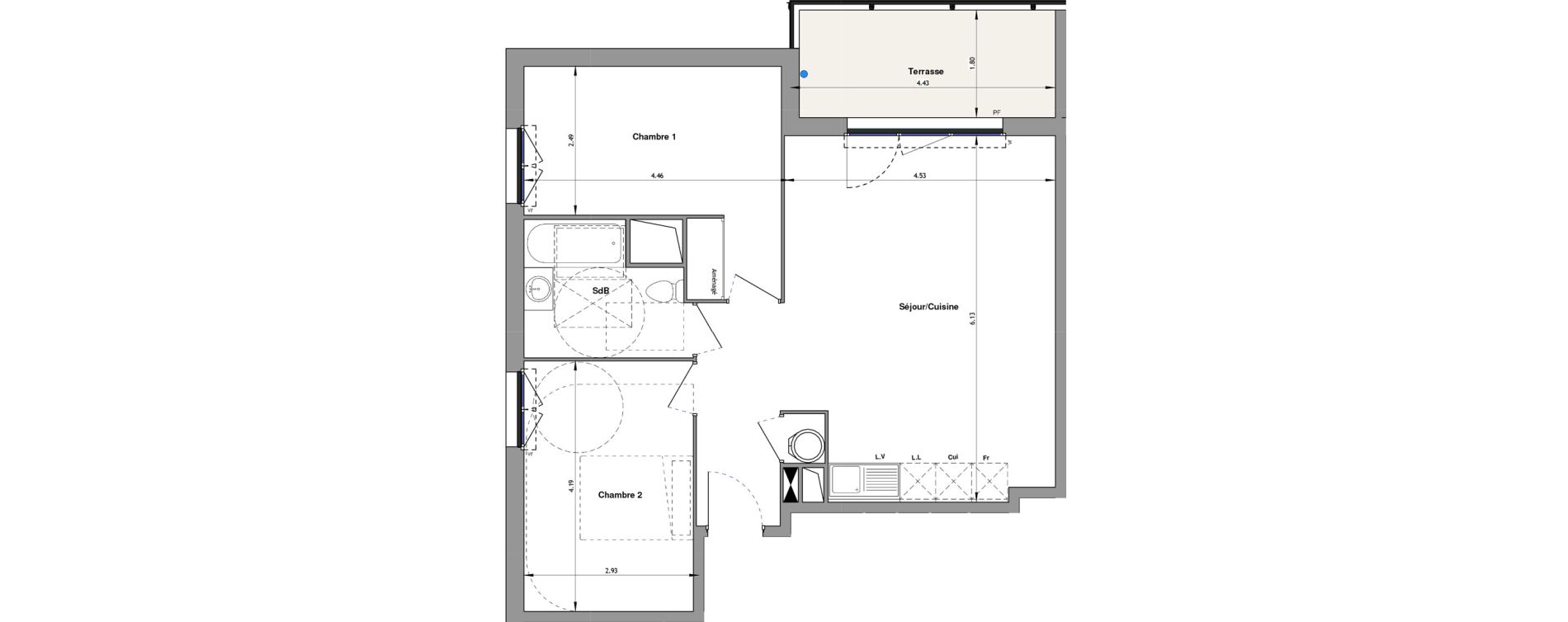 Appartement T3 de 62,92 m2 &agrave; Hy&egrave;res Beauvallon - maurels