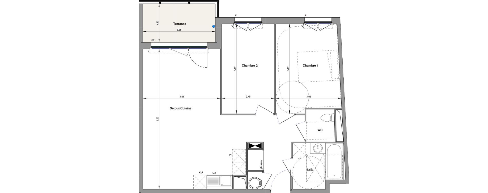 Appartement T3 de 63,68 m2 &agrave; Hy&egrave;res Beauvallon - maurels