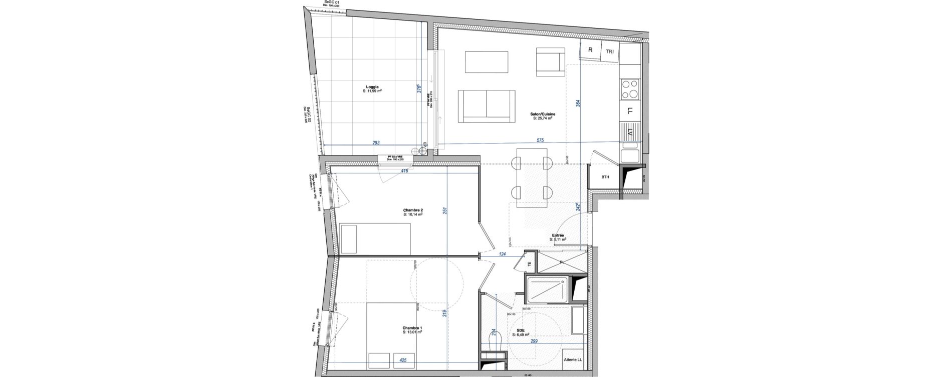 Appartement T3 de 60,49 m2 &agrave; Hy&egrave;res Le versant des roches