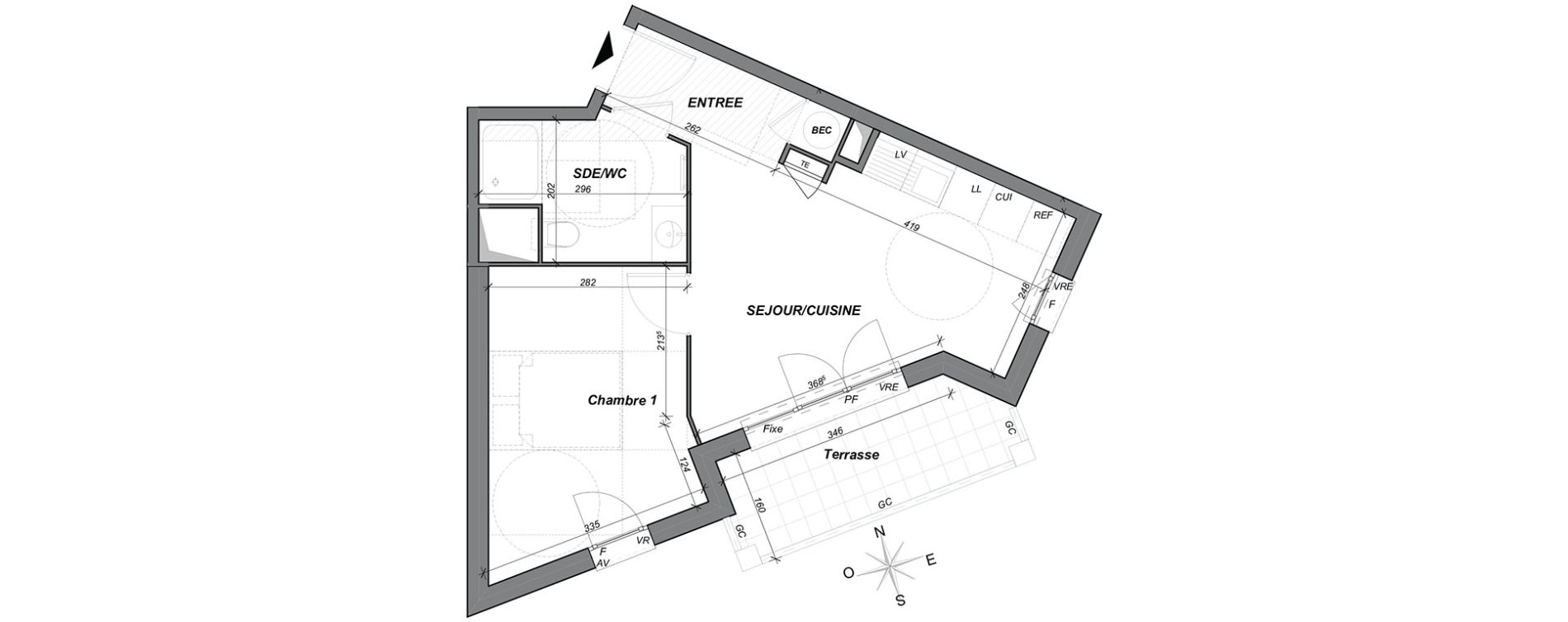 Appartement T2 de 36,40 m2 &agrave; Hy&egrave;res Centre