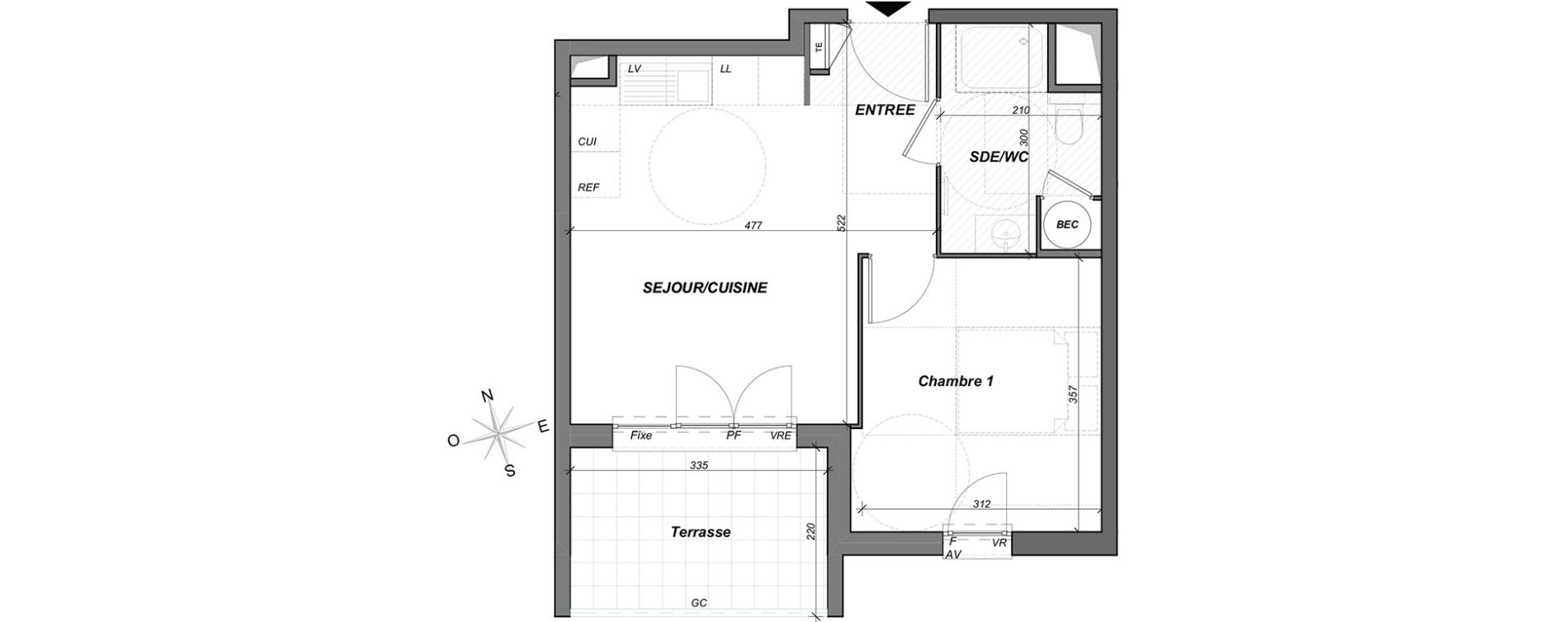 Appartement T2 de 38,00 m2 &agrave; Hy&egrave;res Centre
