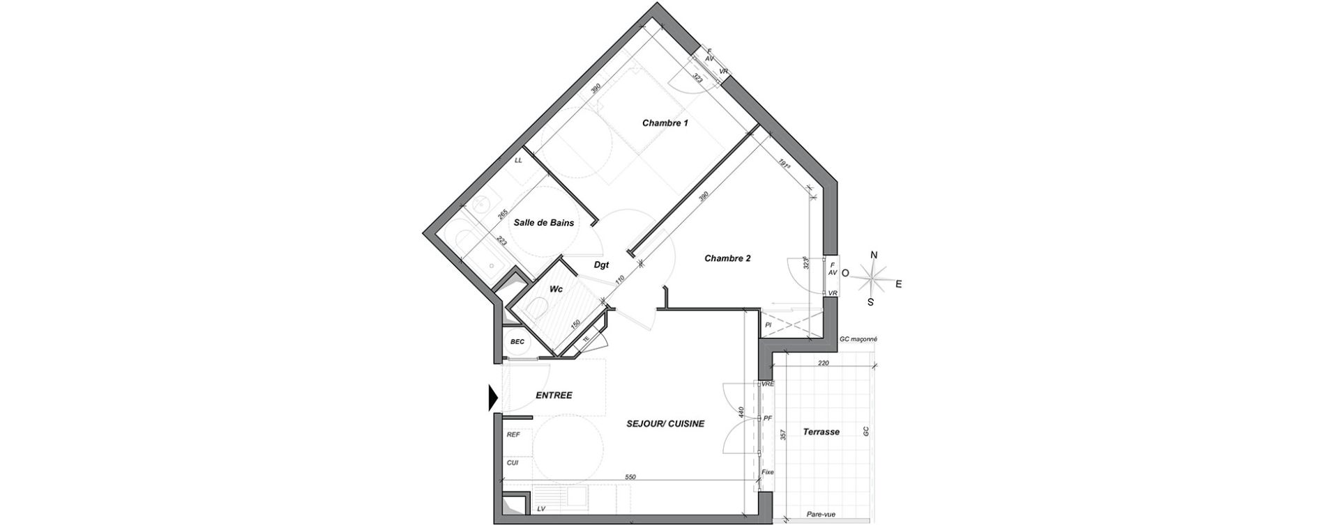 Appartement T3 de 56,40 m2 &agrave; Hy&egrave;res Centre