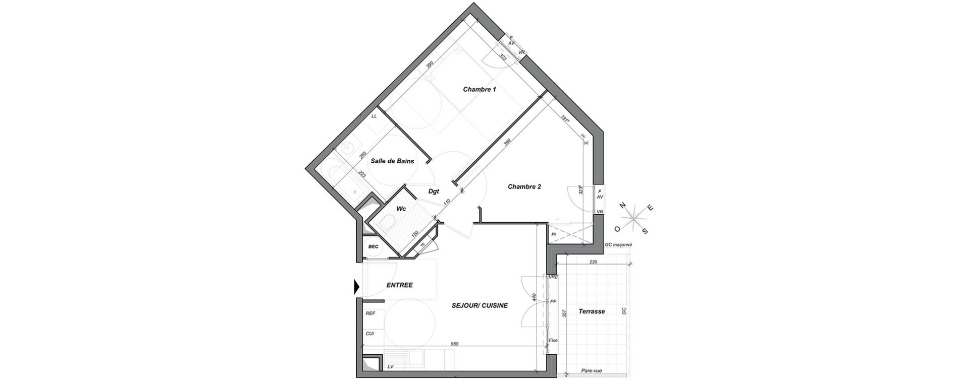 Appartement T3 de 56,50 m2 &agrave; Hy&egrave;res Centre