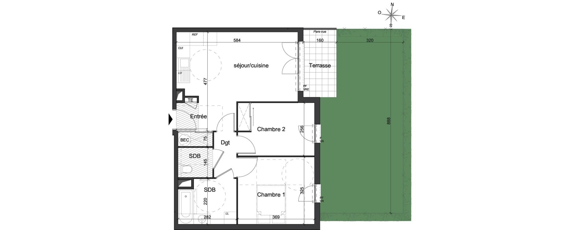Appartement T3 de 56,45 m2 &agrave; Hy&egrave;res Centre