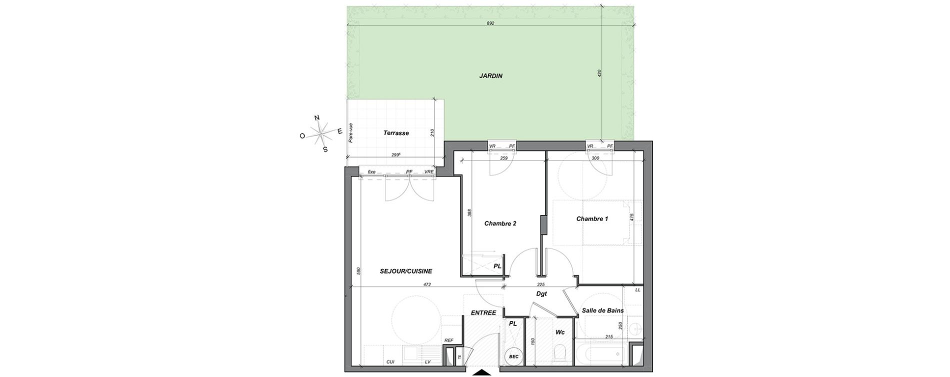 Appartement T3 de 56,40 m2 &agrave; Hy&egrave;res Centre