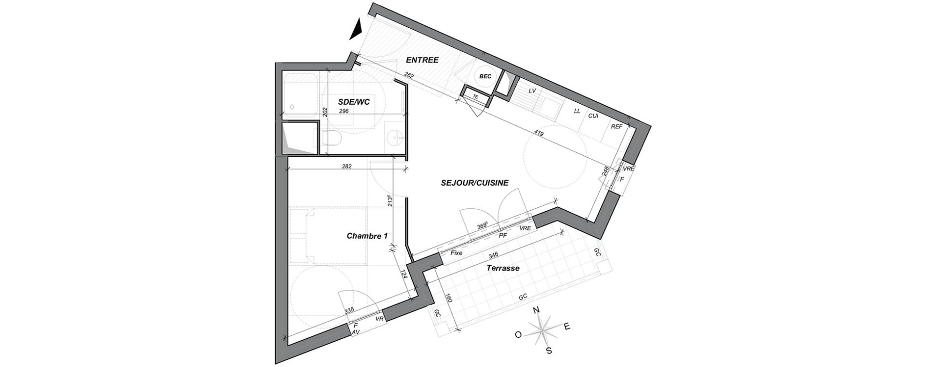 Appartement T2 de 36,40 m2 &agrave; Hy&egrave;res Centre