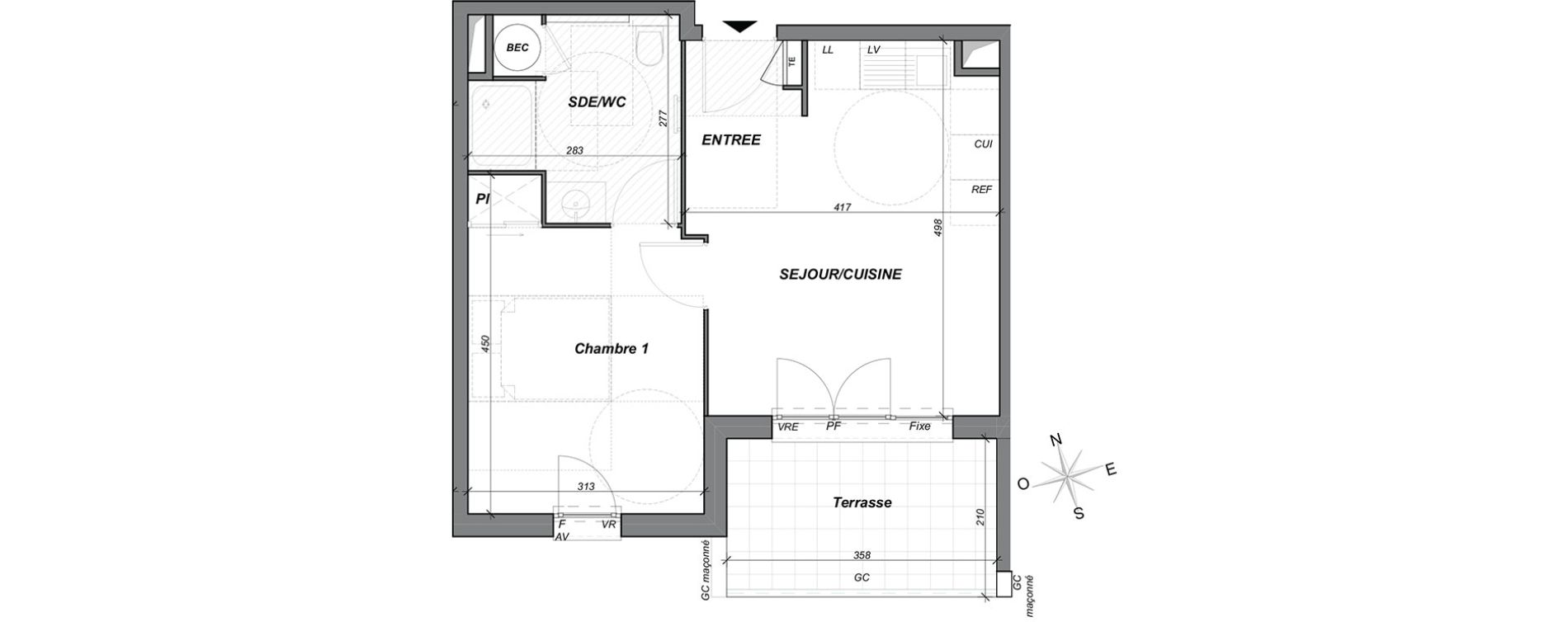 Appartement T2 de 39,00 m2 &agrave; Hy&egrave;res Centre