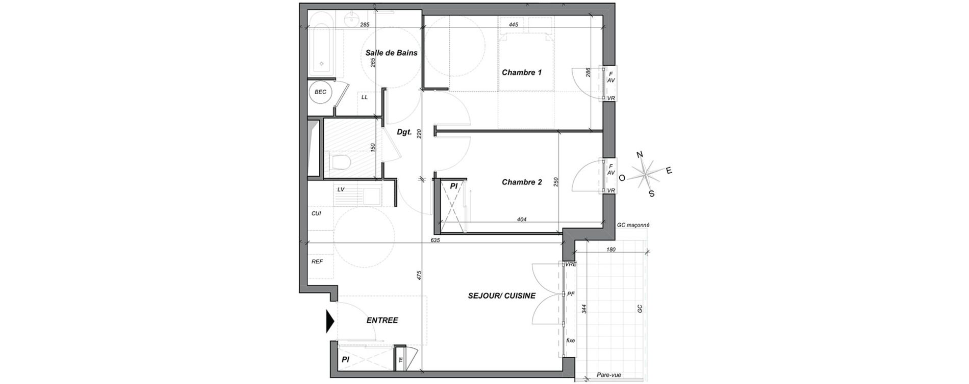 Appartement T3 de 58,35 m2 &agrave; Hy&egrave;res Centre