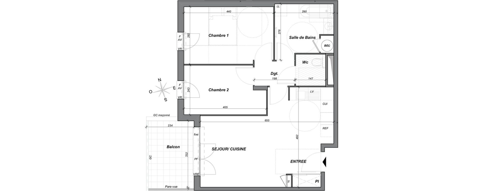 Appartement T3 de 59,35 m2 &agrave; Hy&egrave;res Centre